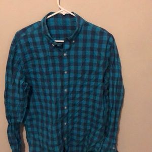 FREE SHIPPING: J Crew Light Weight Shirt Blue Plaid/Checkered Sz Large L